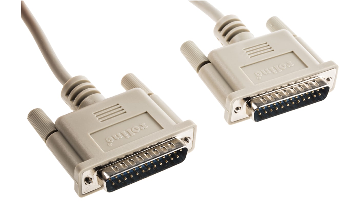 Roline Male 25 Pin D-sub to Male 25 Pin D-sub Serial Cable, 6m