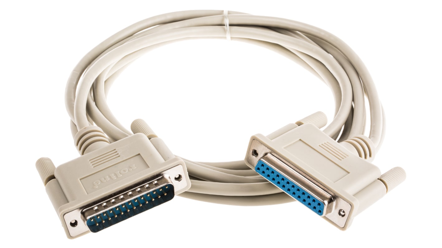 Roline Male 25 Pin D-sub to Female 25 Pin D-sub Serial Cable, 6m