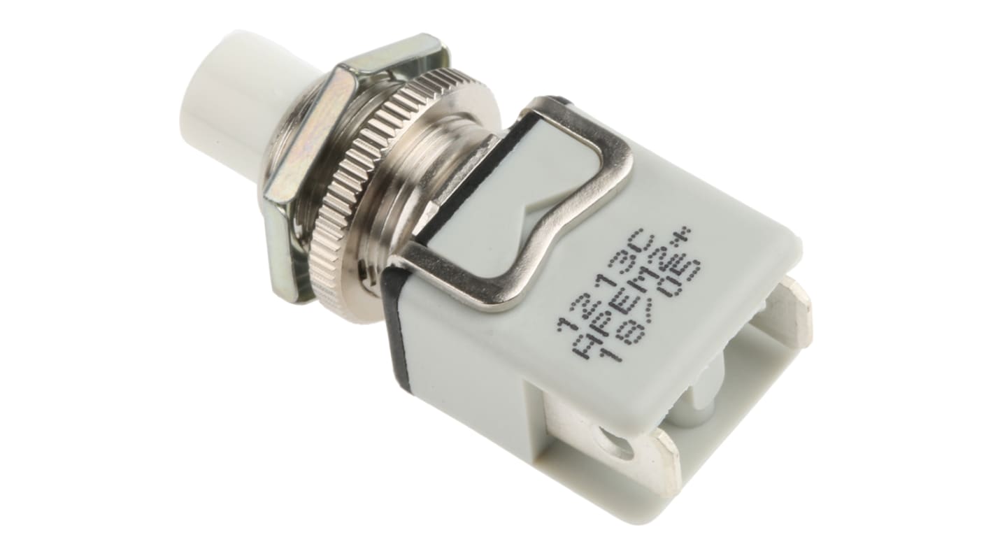 APEM Push Button Switch, Momentary, Panel Mount, 12.2mm Cutout, SPST, 250V ac