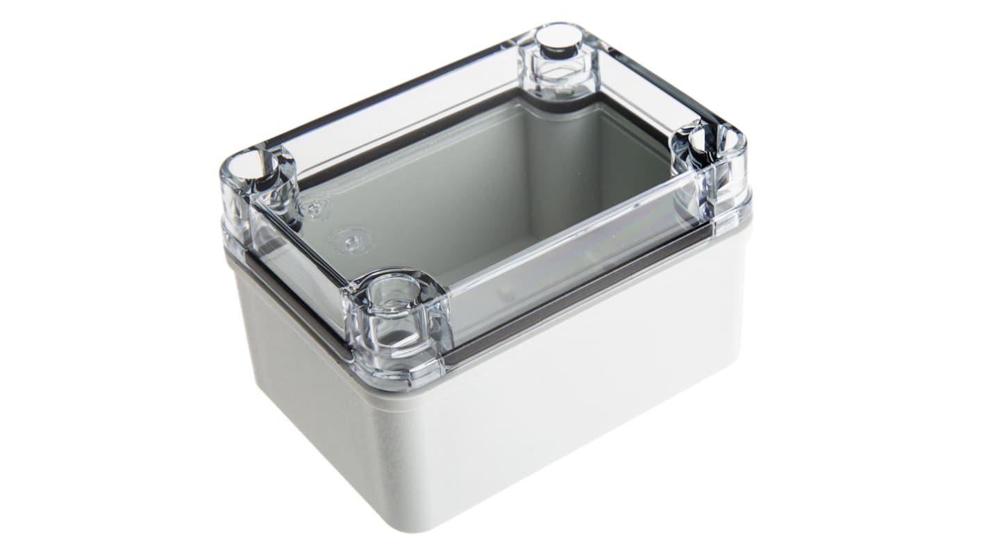 Fibox Piccolo Series Grey Polycarbonate Enclosure, IP66, IP67, Transparent Lid, 110 x 80 x 65mm