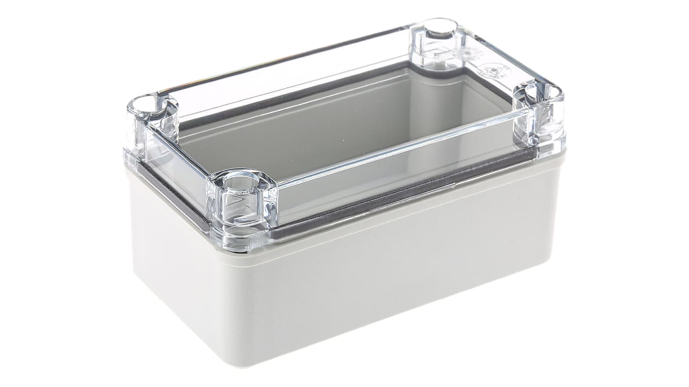 Fibox Piccolo Series Grey Polycarbonate Enclosure, IP66, IP67, Transparent Lid, 140 x 80 x 65mm