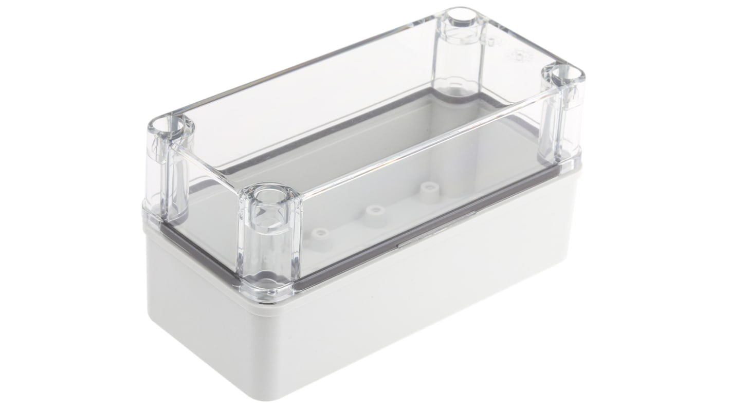Fibox Piccolo Series Grey Polycarbonate Enclosure, IP66, IP67, Transparent Lid, 170 x 80 x 85mm