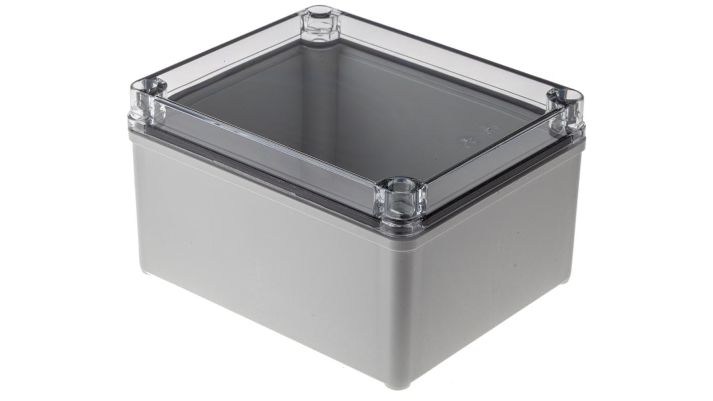 Fibox Piccolo Series Grey Polycarbonate Enclosure, IP66, IP67, Transparent Lid, 170 x 140 x 95mm