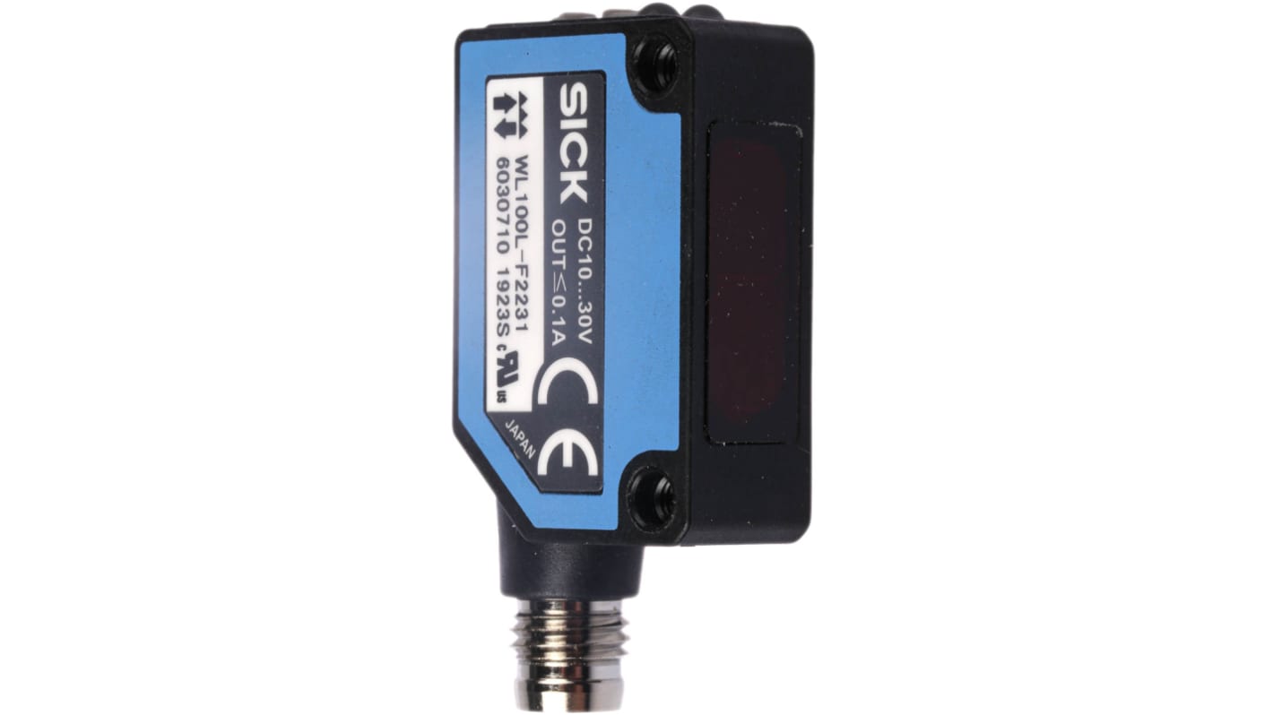 Sensore fotoelettrico Rettangolare SICK, a soppressione di sfondo, rilevamento 30 mm → 300 mm, uscita PNP