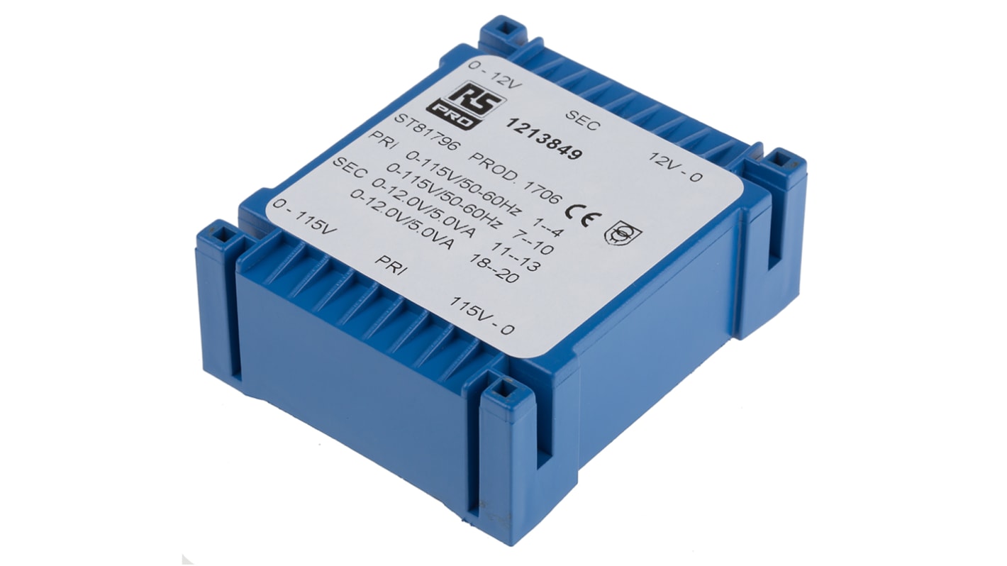 RS PRO 2 x 12V ac 2 Output PCB Mount PCB Transformer, 10VA