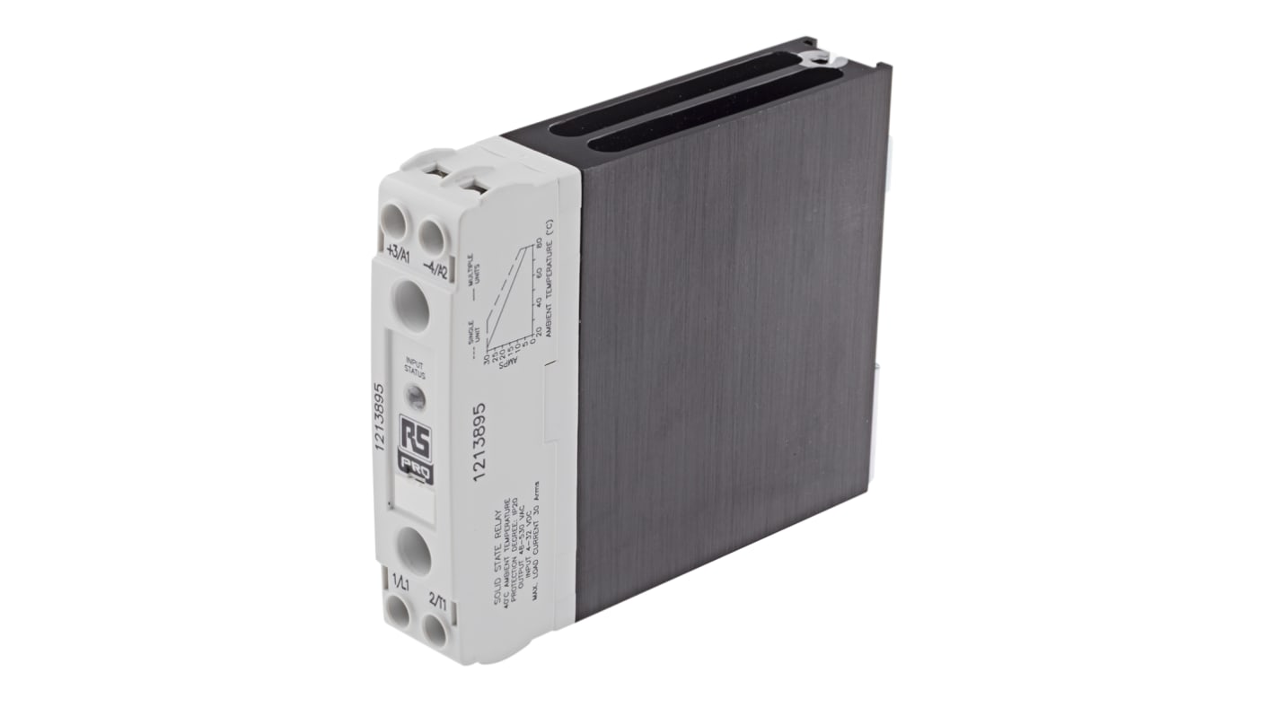 RS PRO Solid State Relay, 30 A Load, DIN Rail Mount, 530 V rms Load, 32 V dc Control