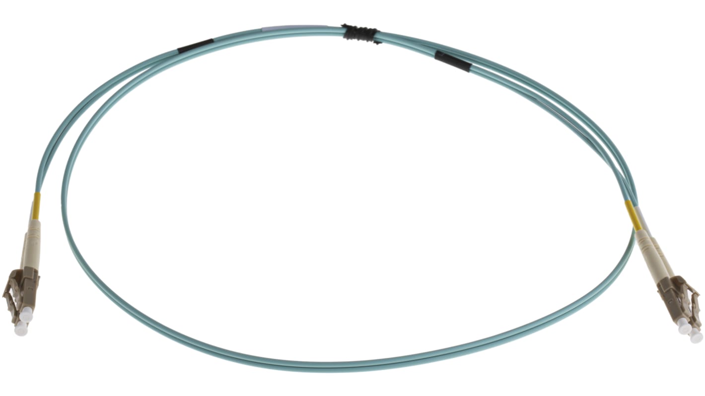 Cable de fibra óptica RS PRO OM3, con A: LC, con B: LC, long. 1m, funda de , funda libre de halógenos y bajo nivel de