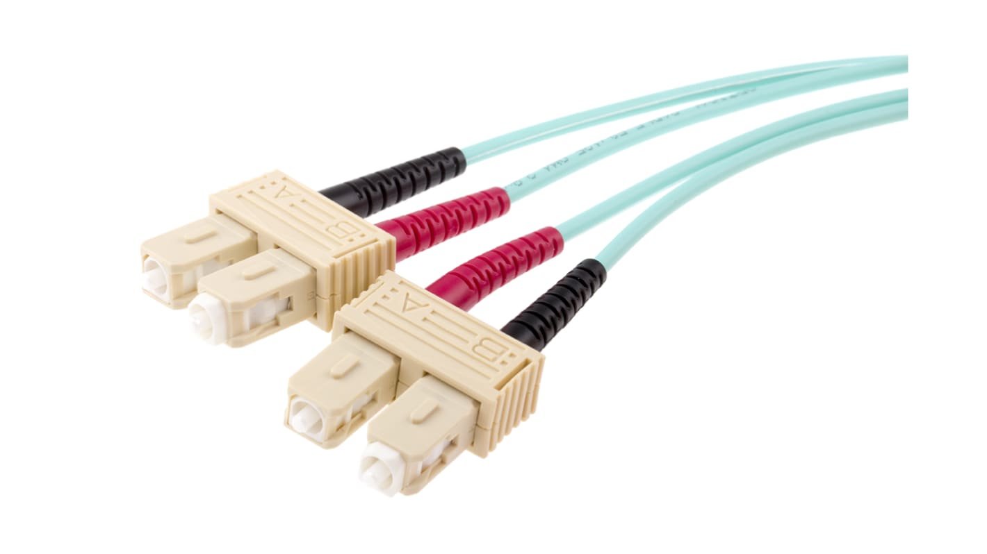 RS PRO SC to SC Duplex Multi Mode OM4 Fibre Optic Cable, 900μm, Blue, 3m