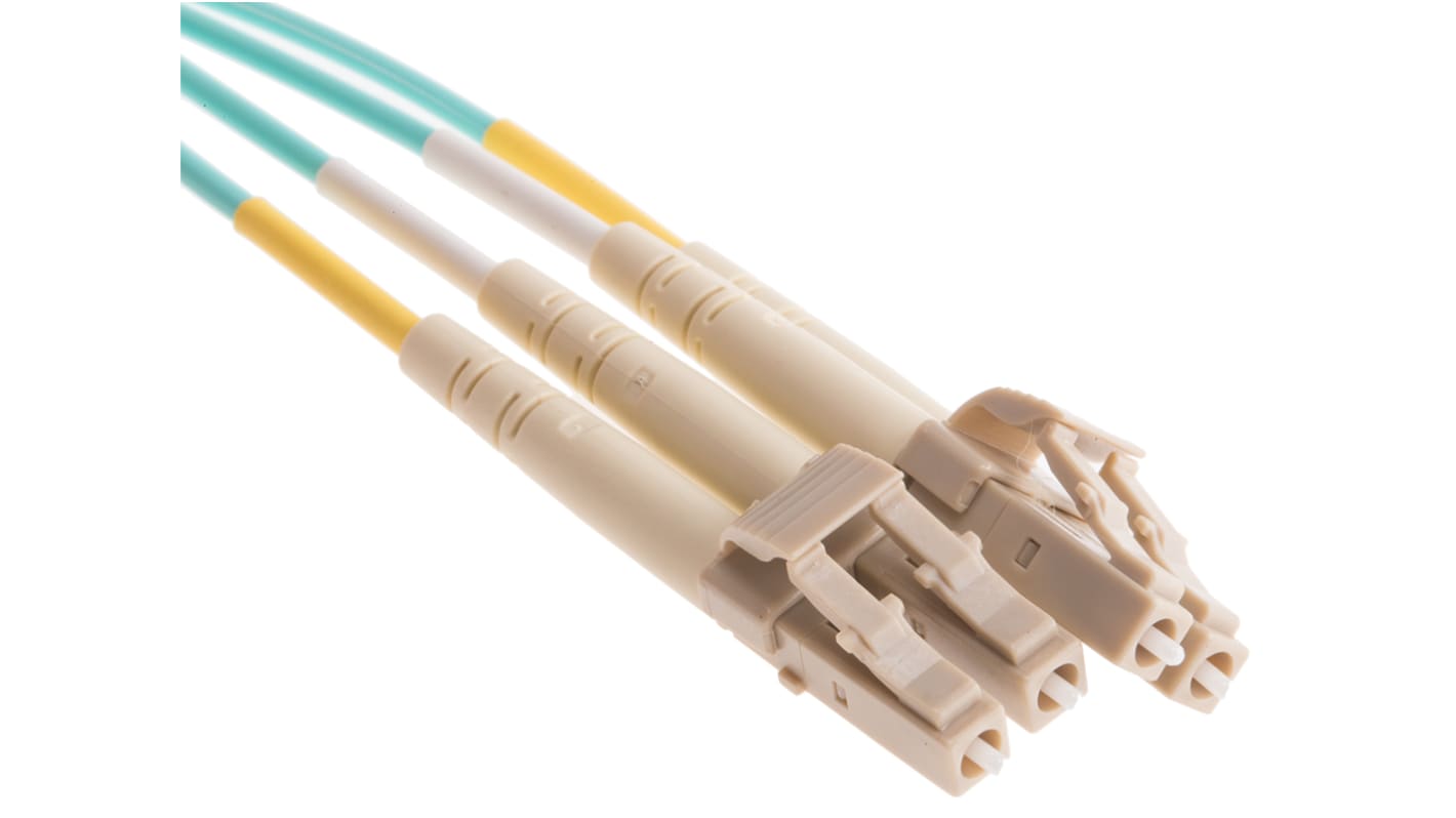 RS PRO LC to LC Duplex Multi Mode OM4 Fibre Optic Cable, 900μm, Blue, 5m