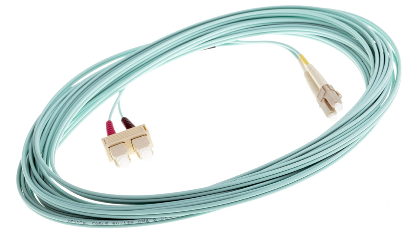 RS PRO LC to SC Duplex Multi Mode OM4 Fibre Optic Cable, 900μm, Blue, 10m
