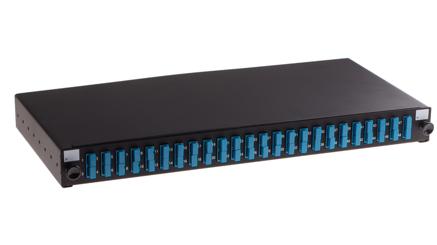 RS PRO 24 Port SC Single Mode Duplex Fibre Optic Patch Panel With 24 Ports Populated, 1U