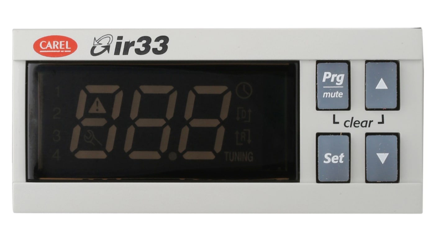 Controlador de temperatura PID Carel serie IR33, 76.2 x 34.2mm, 12 → 24 Vac, 12 → 30 vdc, 2 (analógicas),