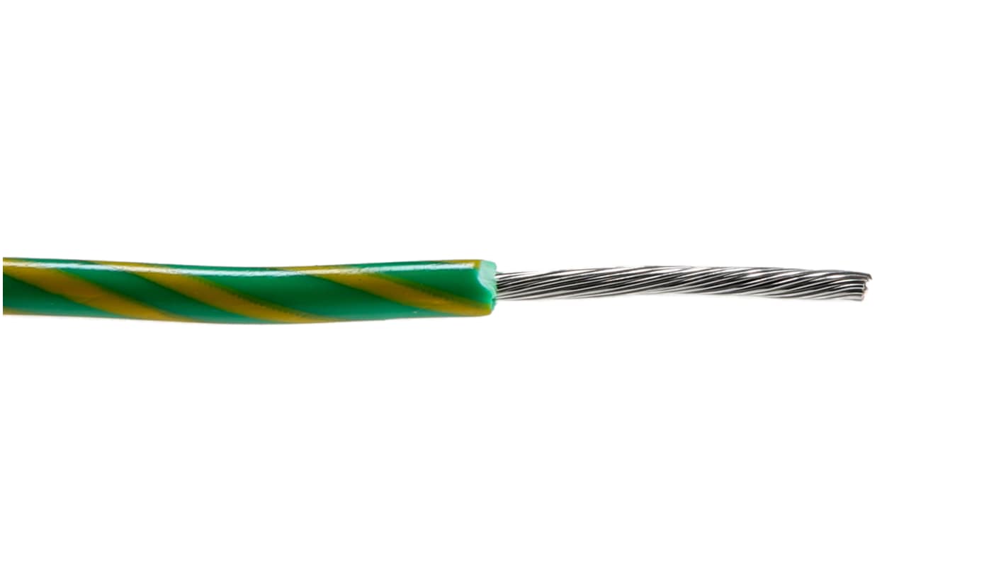 Alpha Wire Hook-up Wire PVC Series Green/Yellow 1.3 mm² Hook Up Wire, 16 AWG, 26/0.25 mm, 30m, PVC Insulation, 3077