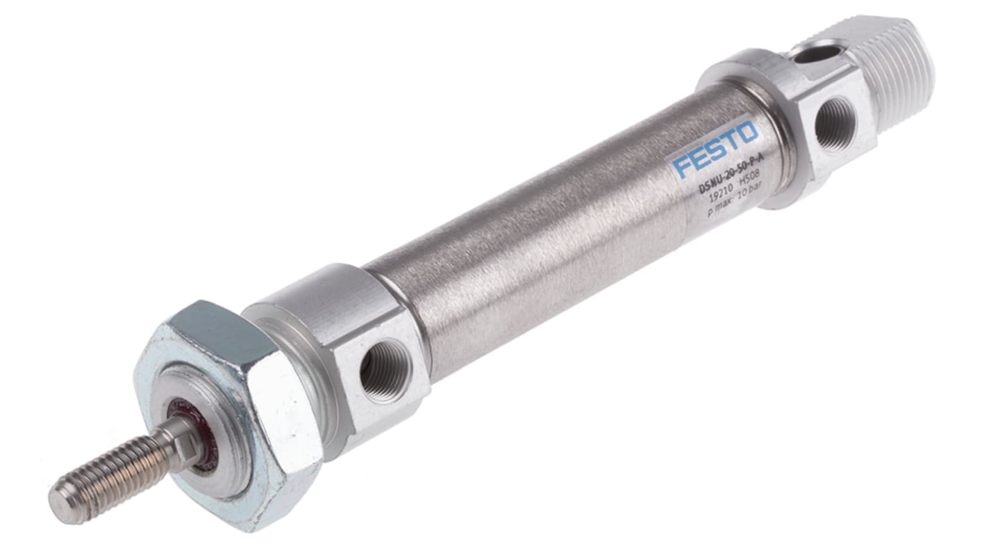 Festo Pneumatic Cylinder - 19210, 20mm Bore, 50mm Stroke, DSNU Series, Double Acting