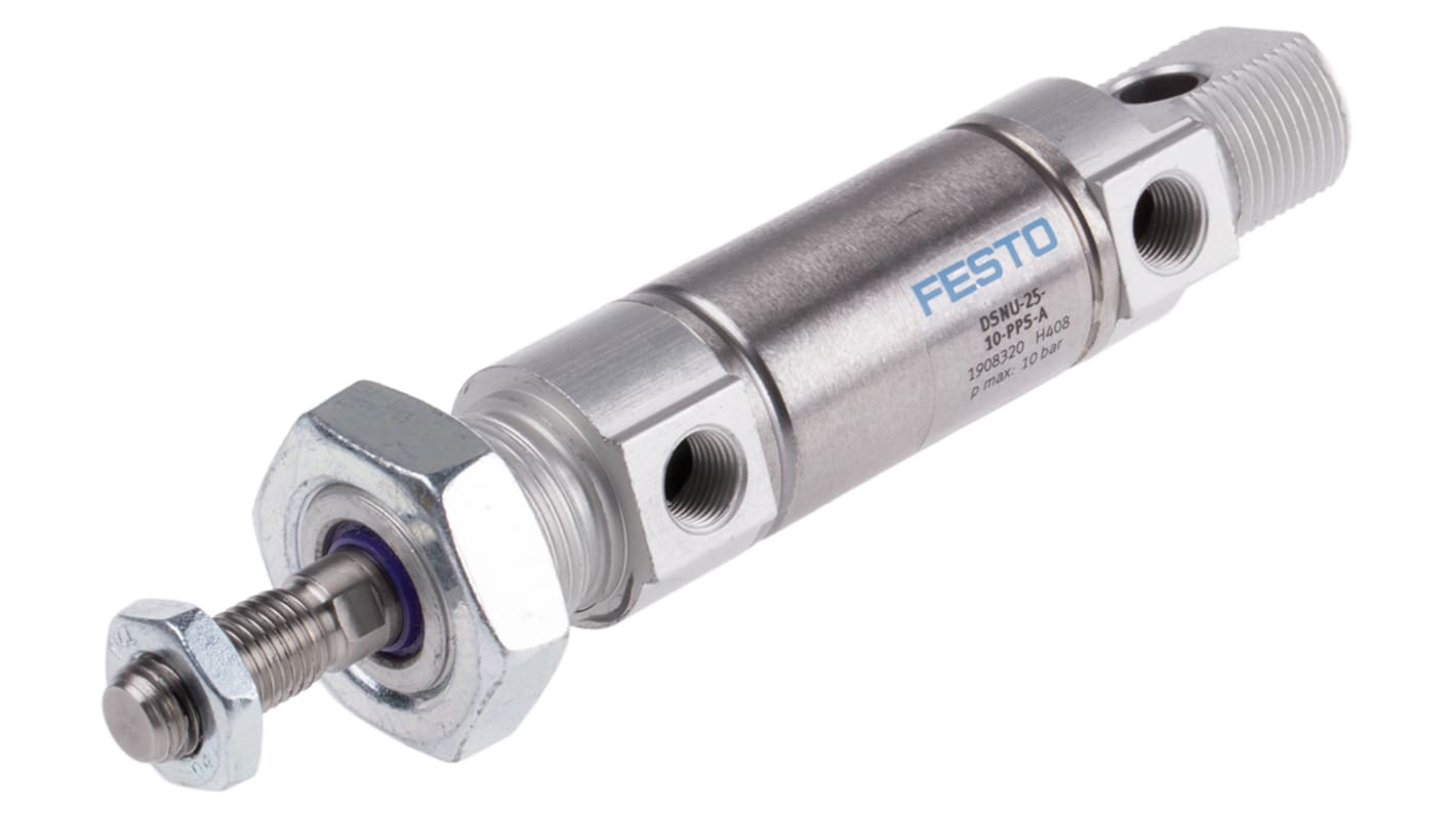 Festo Pneumatic Cylinder - 1908320, 25mm Bore, 10mm Stroke, DSNU Series, Double Acting