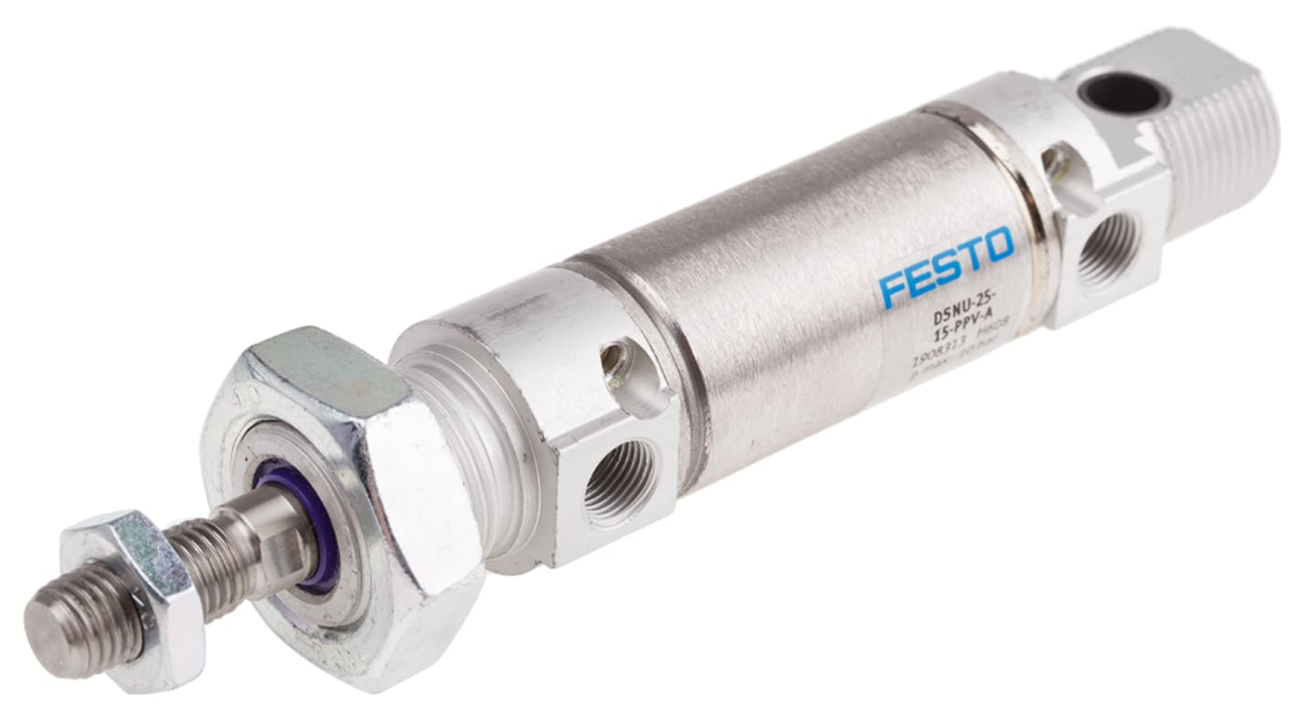 Festo Pneumatic Cylinder - 1908313, 25mm Bore, 15mm Stroke, DSNU Series, Double Acting