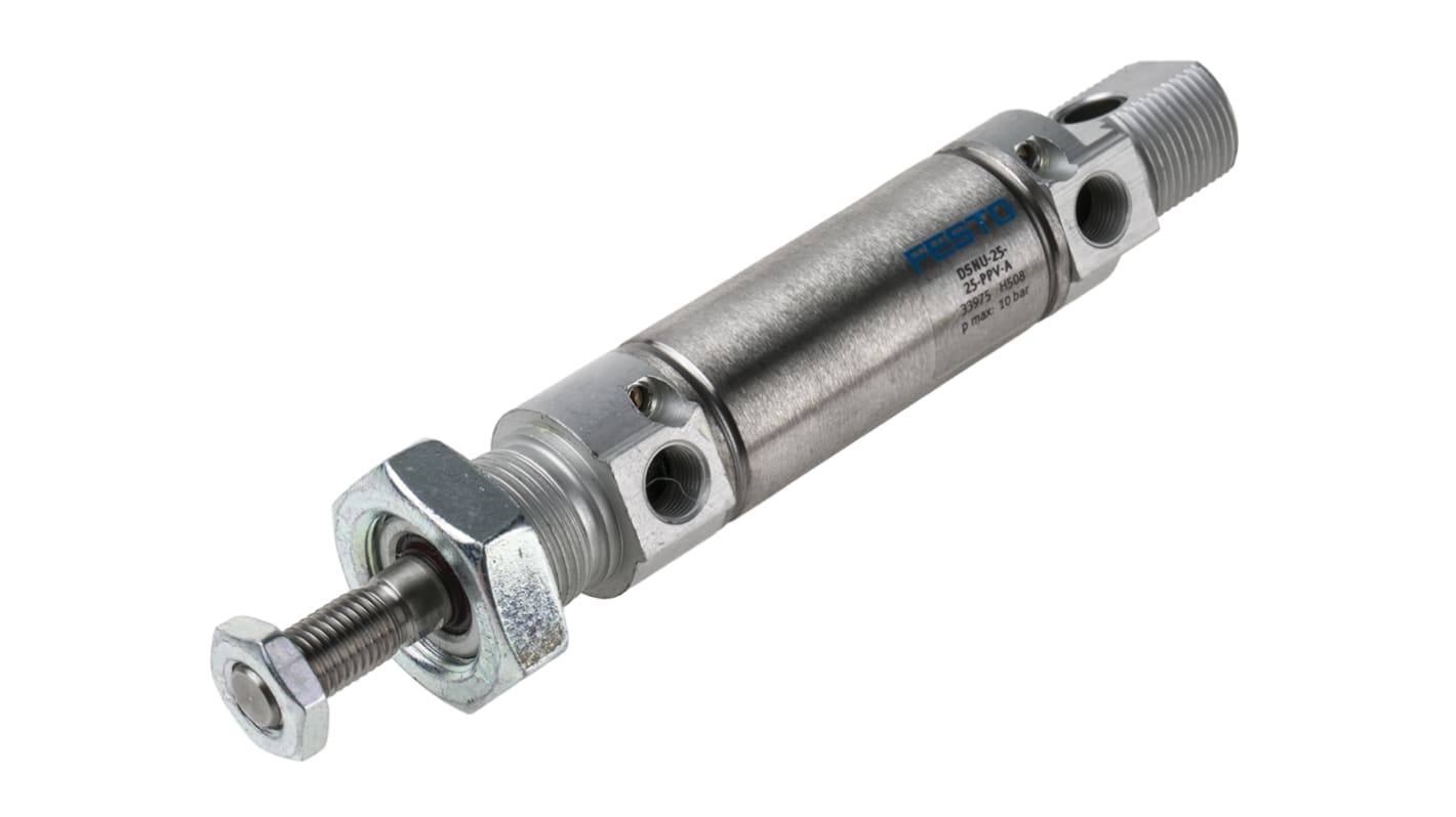 Festo Pneumatic Cylinder - 33975, 25mm Bore, 25mm Stroke, DSNU Series, Double Acting