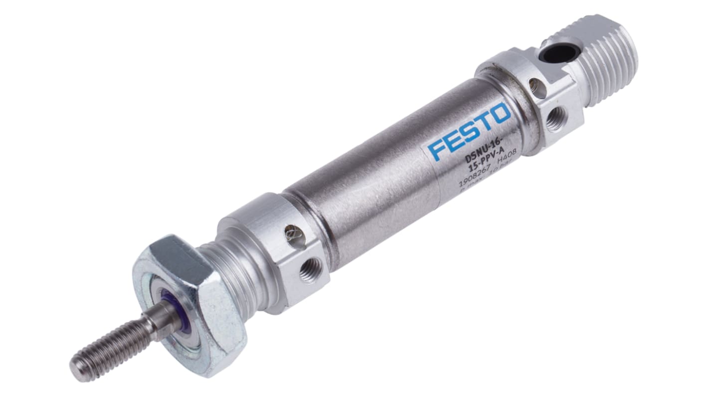 Cilindro pneumatico Festo DSNU 1908267, Doppio effetto, foro da 16mm, corsa 15mm, M5, 10 bar max