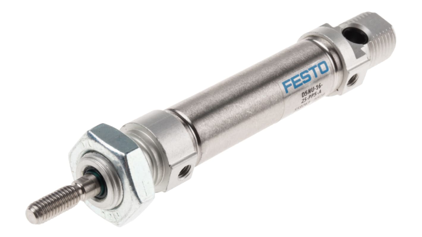 Festo Pneumatic Cylinder - 559263, 16mm Bore, 25mm Stroke, DSNU Series, Double Acting