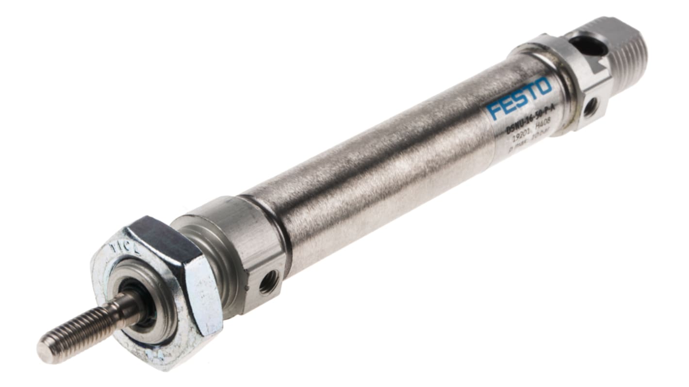 Festo Pneumatic Piston Rod Cylinder - 19201, 16mm Bore, 50mm Stroke, DSNU Series, Double Acting