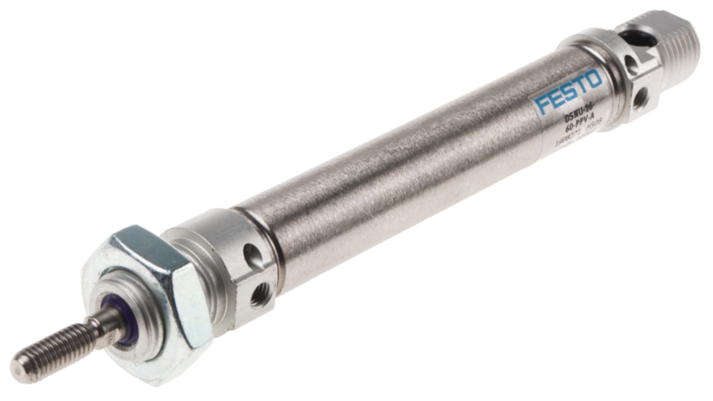 Festo Pneumatic Cylinder - 1908271, 16mm Bore, 60mm Stroke, DSNU Series, Double Acting