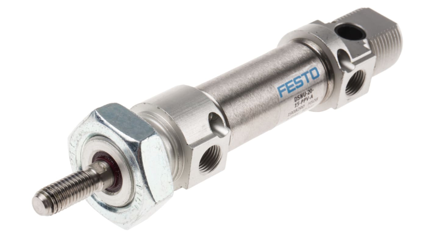 Festo Pneumatic Cylinder - 1908290, 20mm Bore, 15mm Stroke, DSNU Series, Double Acting