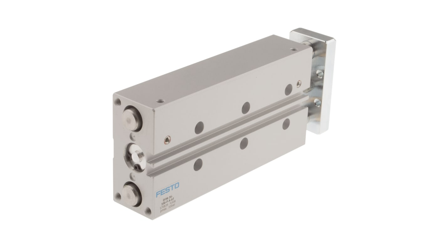 Cilindro guidato Festo serie DFM 170839, corsa 100mm, foro da 16mm, Doppio effetto, 10 bar max