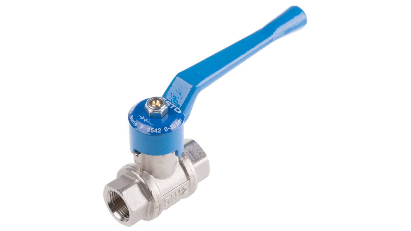 Festo Brass 2 Way, Ball Valve, G 3/8in, 12mm, -0.95 → 30bar Operating Pressure