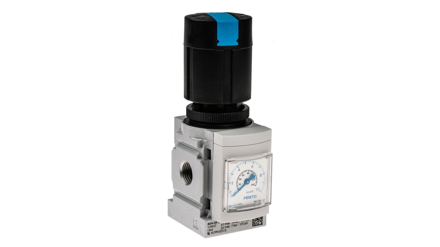 Festo G 1/4 Pneumatic Regulator - 0.3bar to 7bar, 1/4in, 14bar max. input, 529417