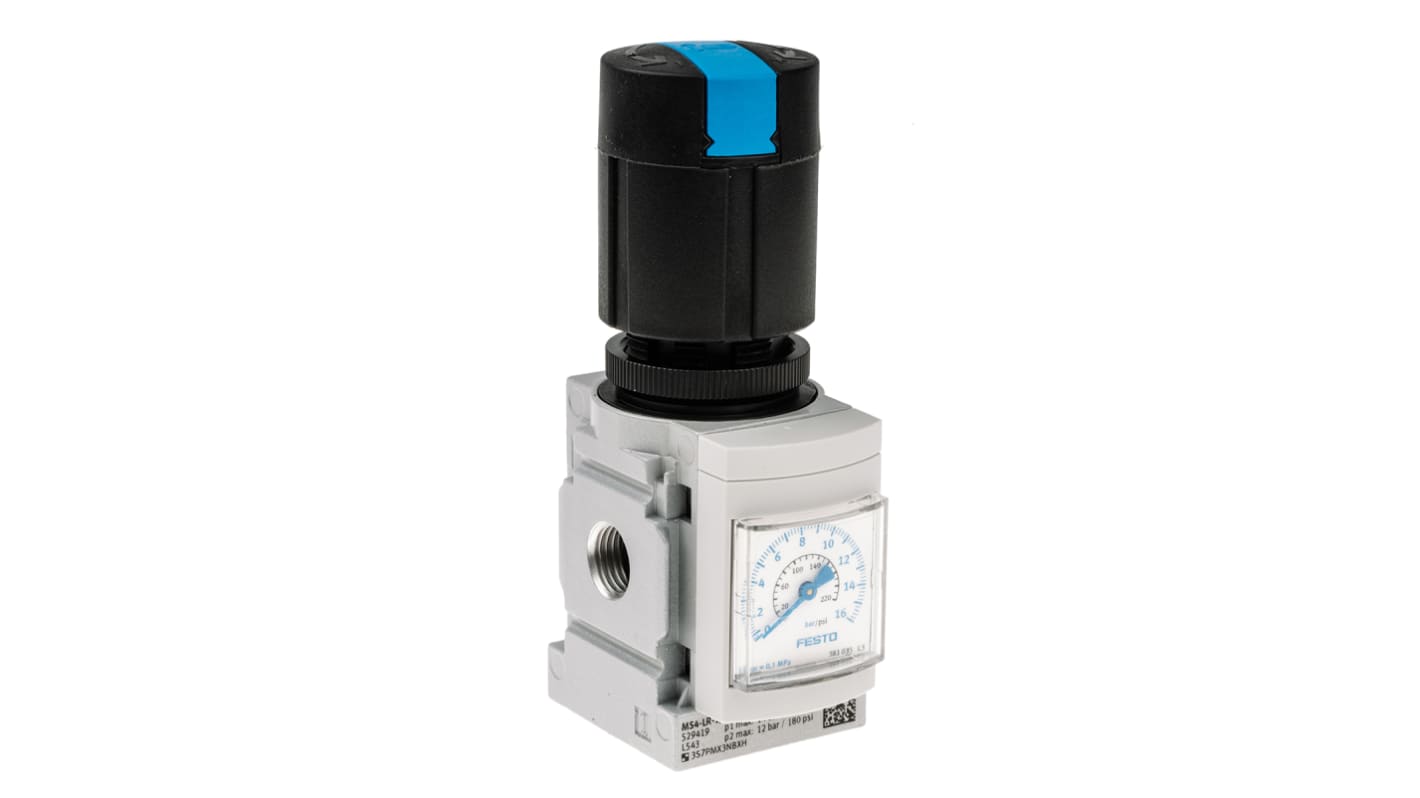 Festo G 1/4 Pneumatic Regulator - 0.5bar to 12bar, 1/4in, 14bar max. input, 529419
