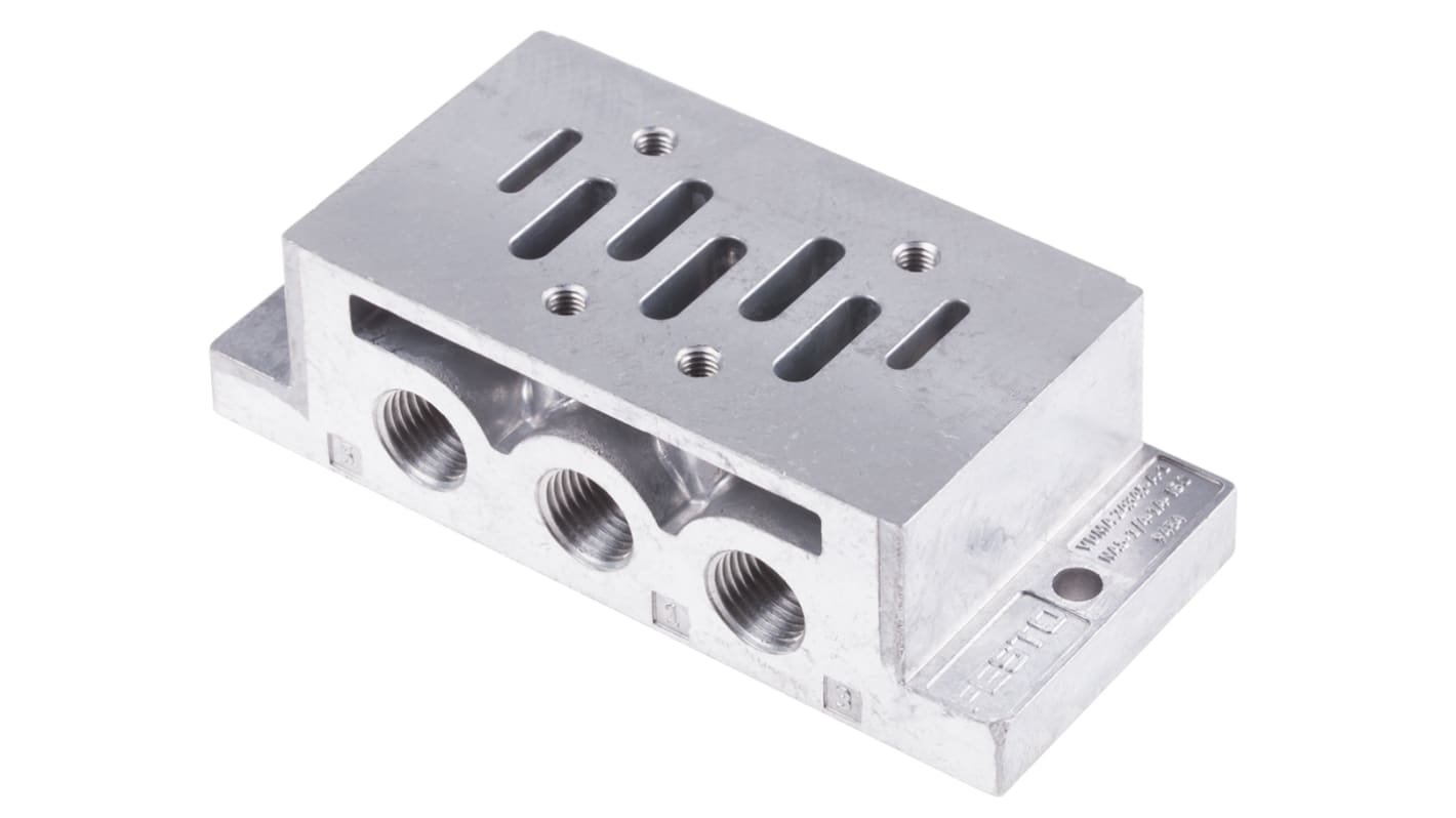 Festo NAS series 5 station G 1/4, G 1/8 Sub Base for use with MFH Solenoid Valves, 9484