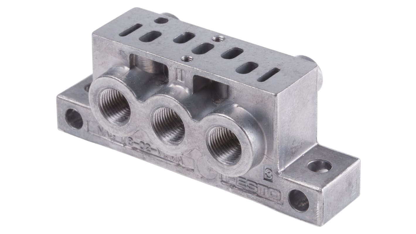 Festo NAS series 5 station G 1/8, Metric M5 Sub Base for use with VSVA Solenoid Valves, 161115