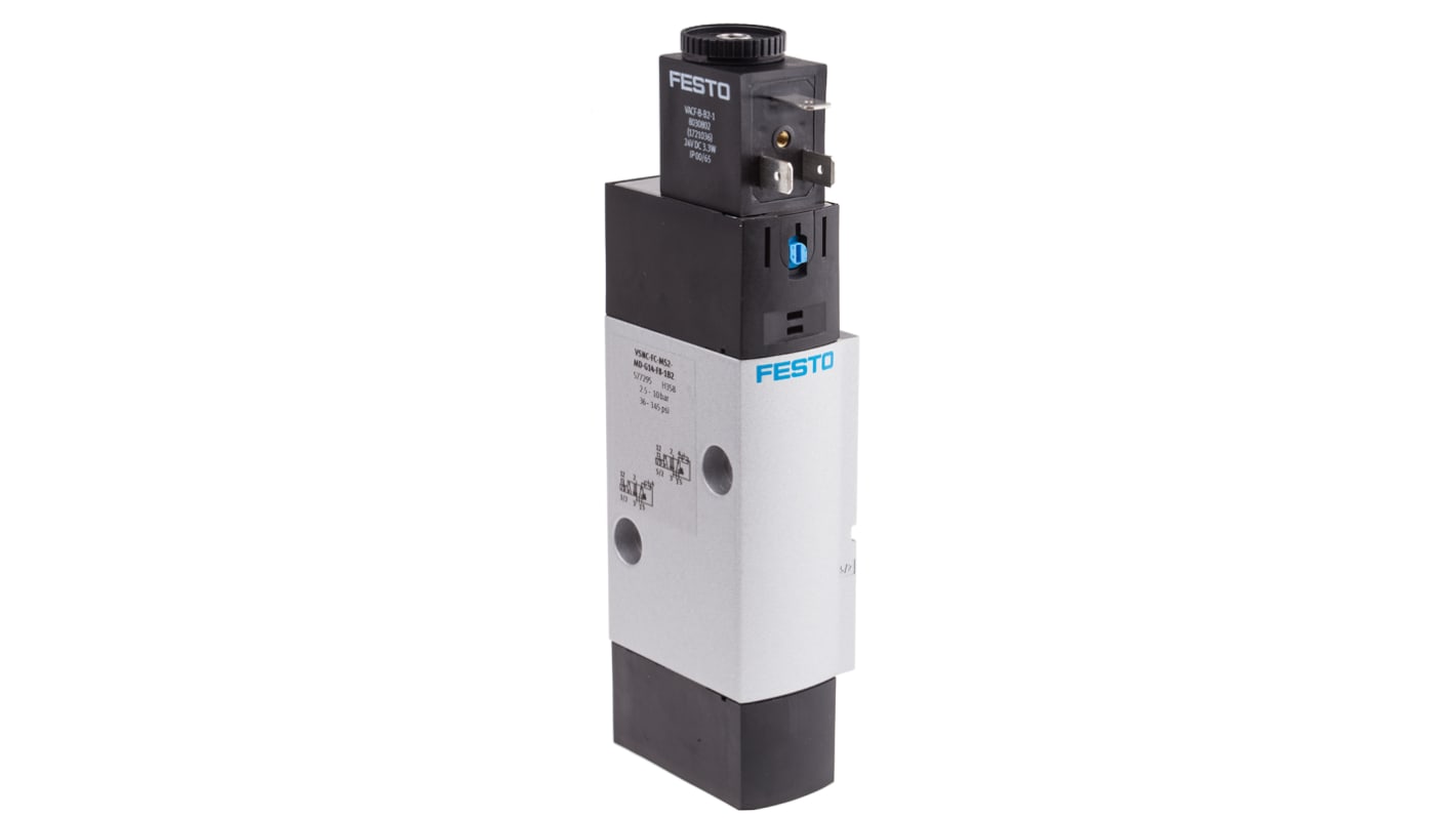 Festo 5/2 Pneumatic Solenoid Valve - Solenoid/Spring G 1/4 VSNC Series 24V dc, 577295