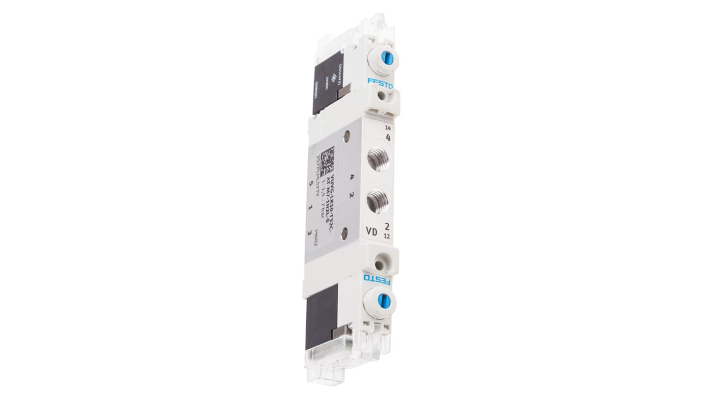 Festo 3/2 Pneumatic Solenoid Valve - Solenoid/Spring M7 VUVG Series 24V dc, 8042546
