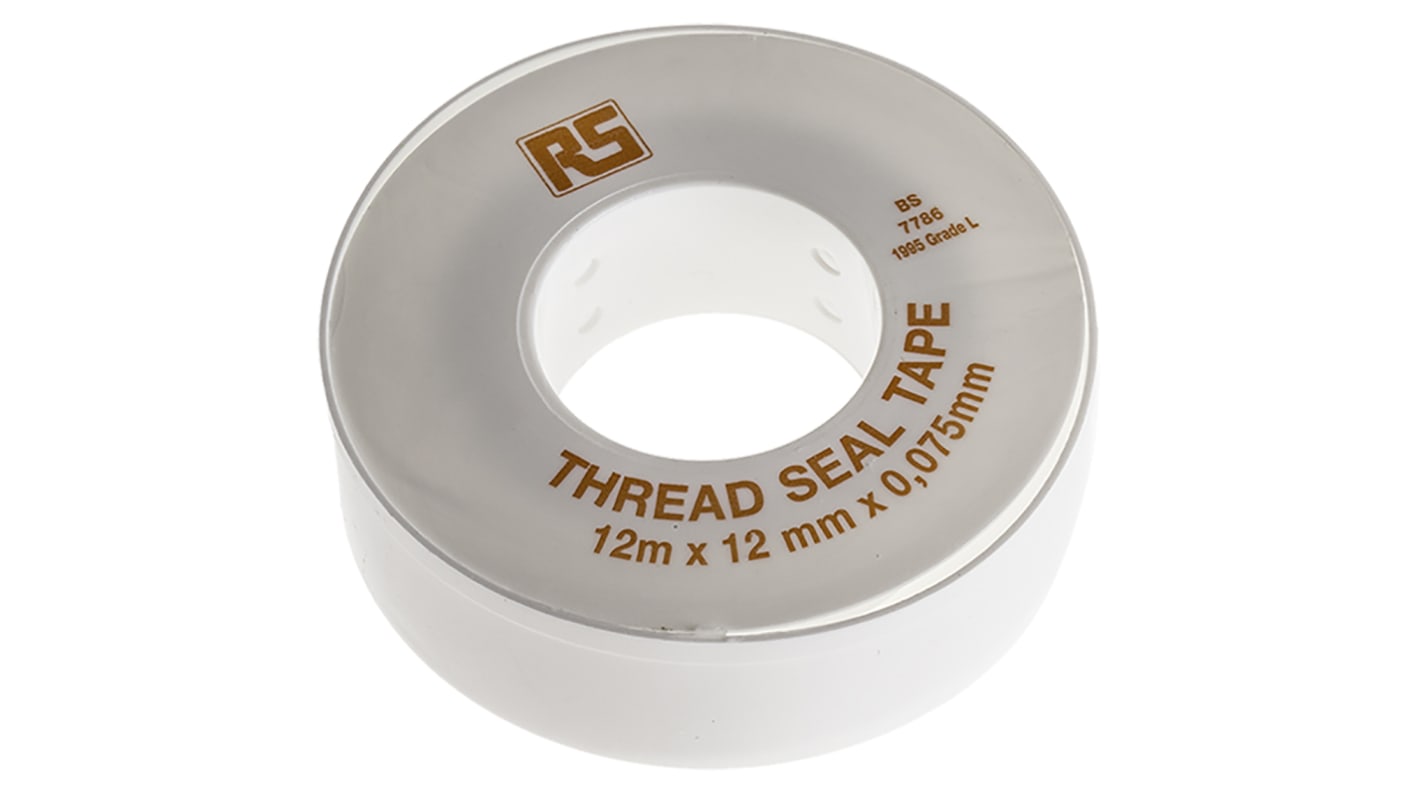 RS PRO White PTFE Tape, 12m x 12mm x 0.075mm