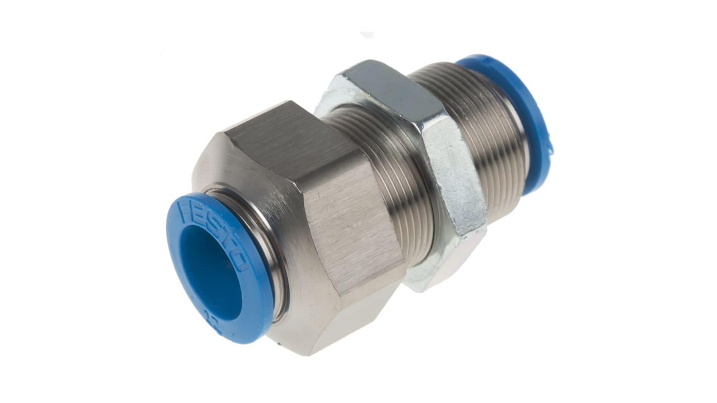 Festo QSS Series Bulkhead Tube-to-Tube Adaptor, Push In 12 mm to Push In 12 mm, Tube-to-Tube Connection Style, 130644