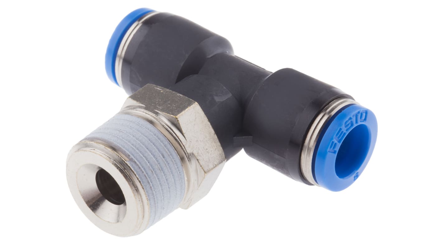 Festo QS Series Tee Threaded Adaptor, Push In 8 mm to Push In 8 mm, Threaded-to-Tube Connection Style, 153111