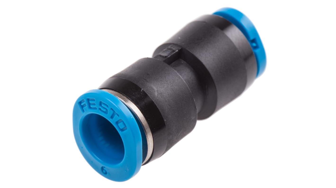 Festo QSM 153327 6-mm-Steckanschluss x 4-mm-Steckanschluss Reduziernippel, Rohr-zu-Rohr, PBT, 14 bar