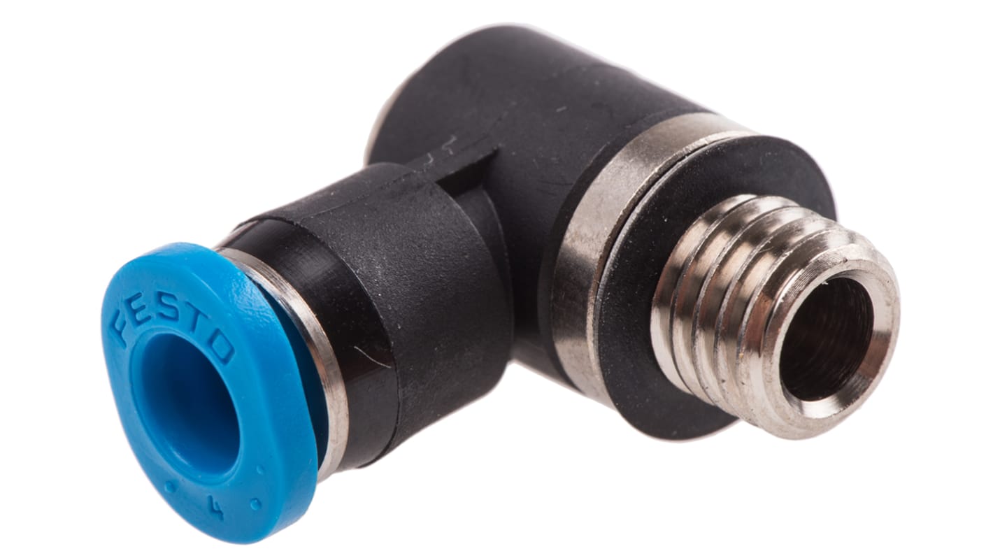 Festo QS Series Elbow Threaded Adaptor, M7 Male to Push In 4 mm, Threaded-to-Tube Connection Style, 130832