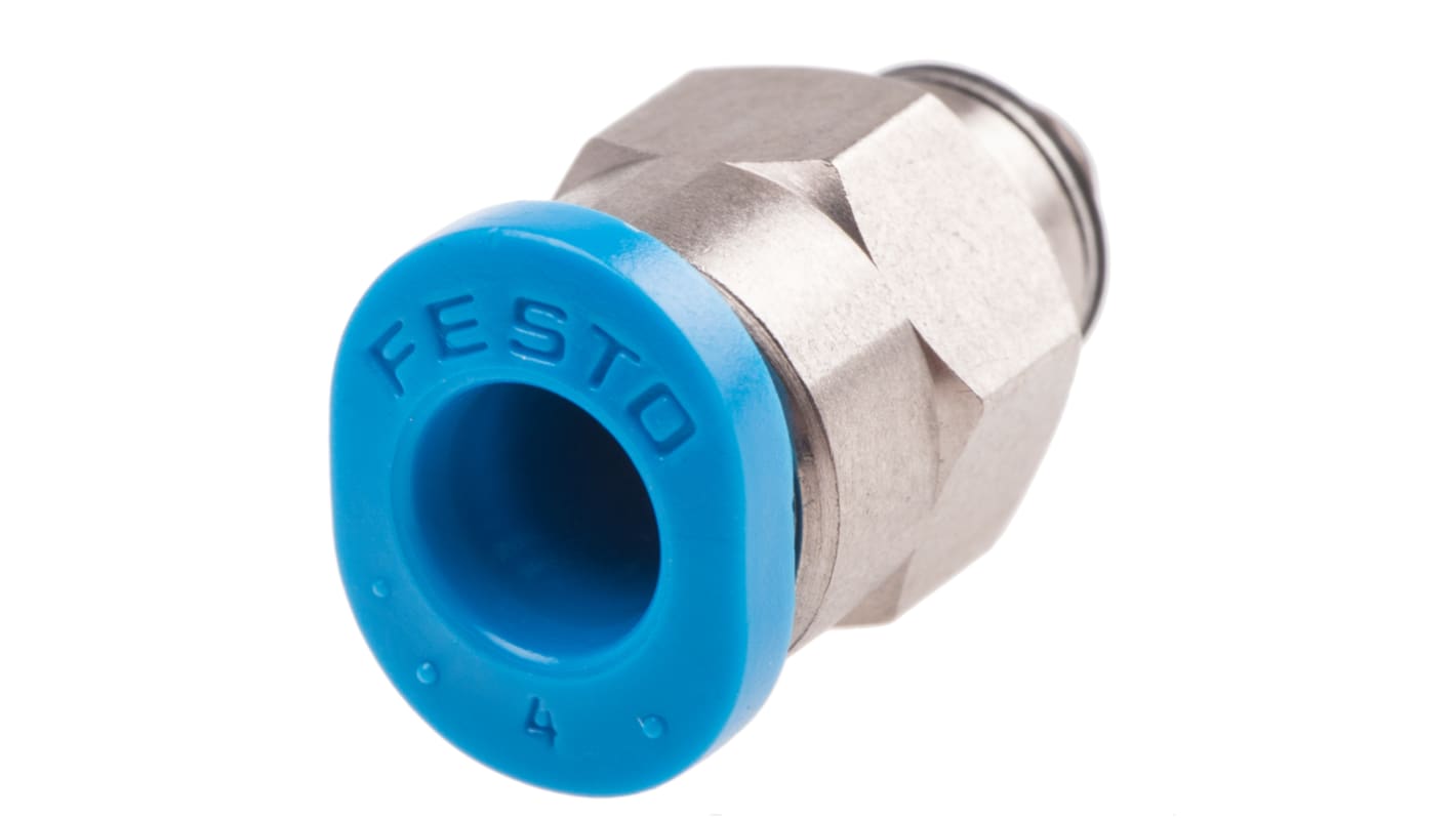 Festo QS Series Straight Threaded Adaptor, M3 Male to Push In 4 mm, Threaded-to-Tube Connection Style, 153303