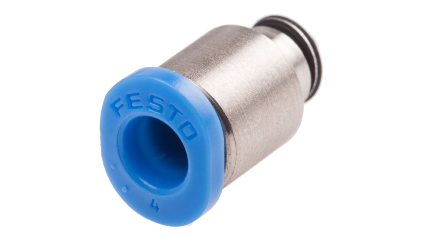 Festo QS Series Straight Threaded Adaptor, M3 Male to Push In 4 mm, Threaded-to-Tube Connection Style, 153314