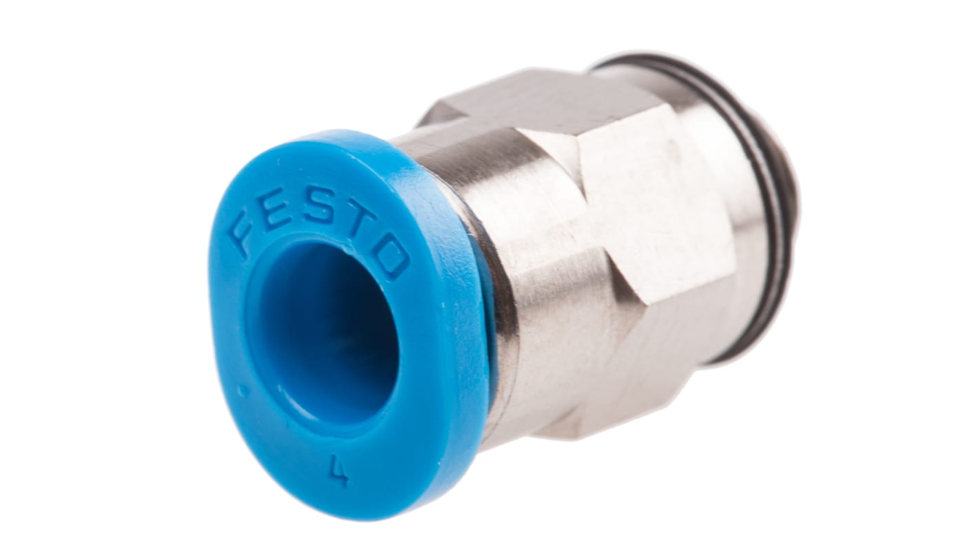 Festo QS Series Straight Threaded Adaptor, M5 Male to Push In 4 mm, Threaded-to-Tube Connection Style, 153304