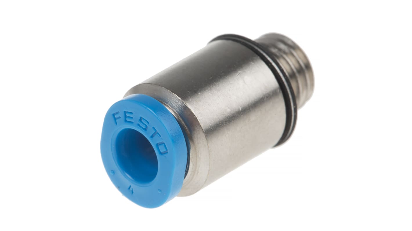 Festo QS Series Straight Threaded Adaptor, M7 Male to Push In 4 mm, Threaded-to-Tube Connection Style, 153319