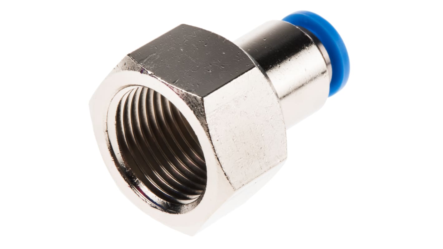 Festo QS Series Straight Threaded Adaptor, G 3/8 Female to Push In 6 mm, Threaded-to-Tube Connection Style, 190652