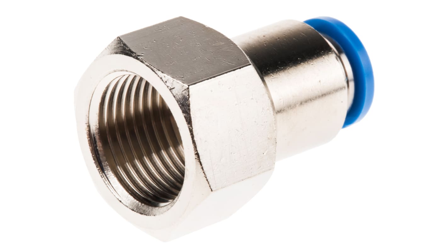 Festo QS Series Straight Threaded Adaptor, G 3/8 Female to Push In 8 mm, Threaded-to-Tube Connection Style, 153027