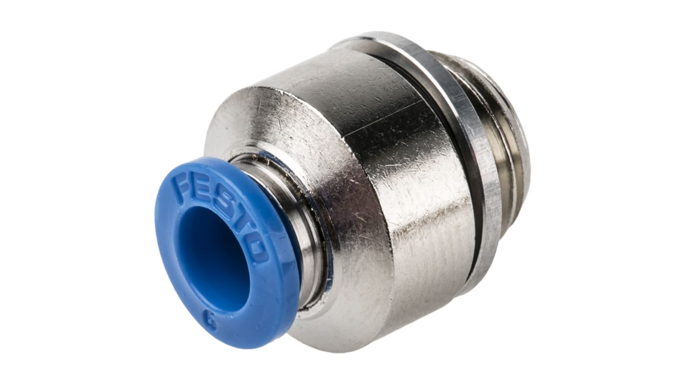 Festo 黄铜螺纹直通气管接头, G 1/4 外螺纹转推入式6 mm, QS系列, 186108