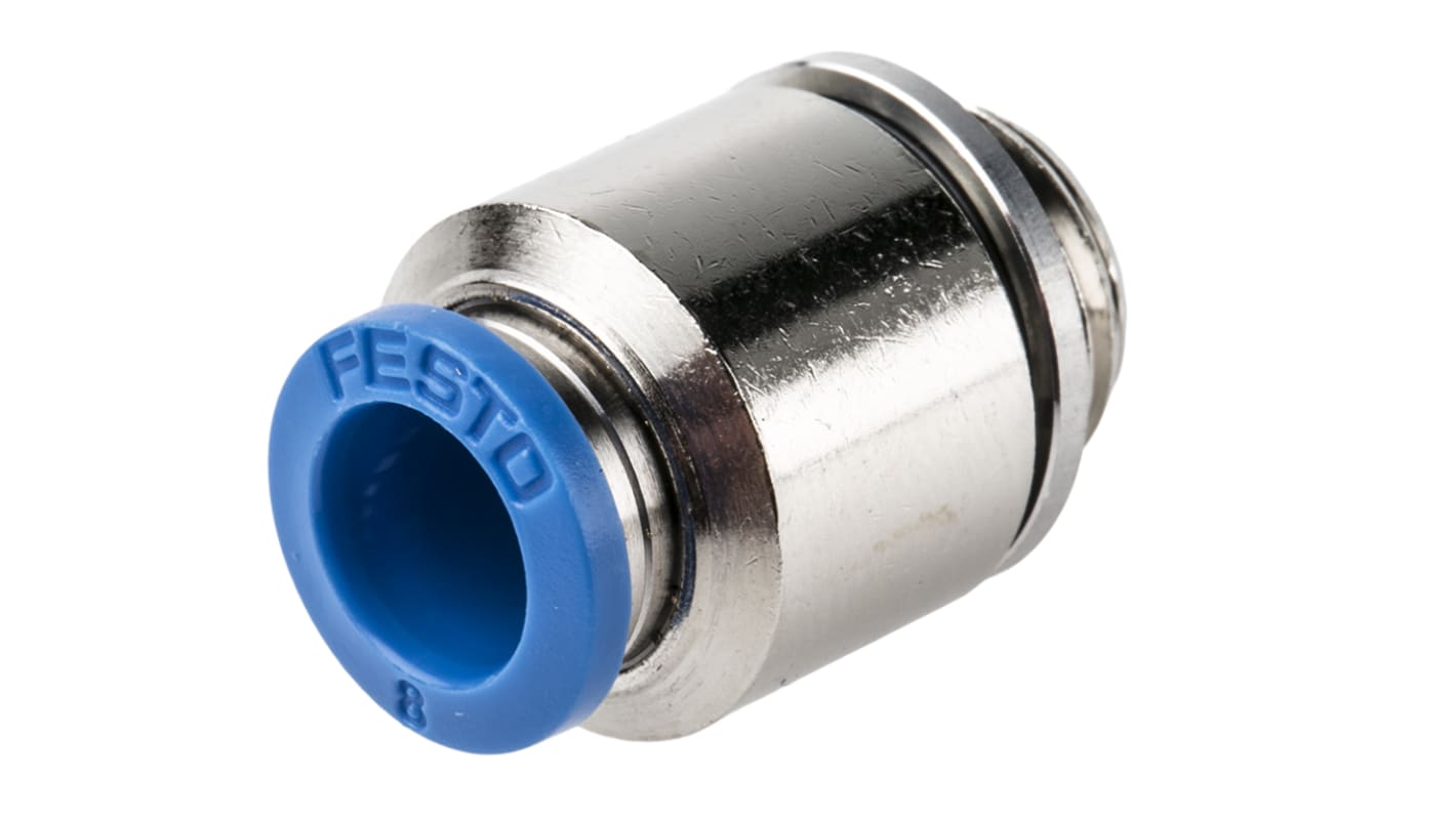 Festo QS Series Straight Threaded Adaptor, G 1/4 Male to Push In 8 mm, Threaded-to-Tube Connection Style, 186110