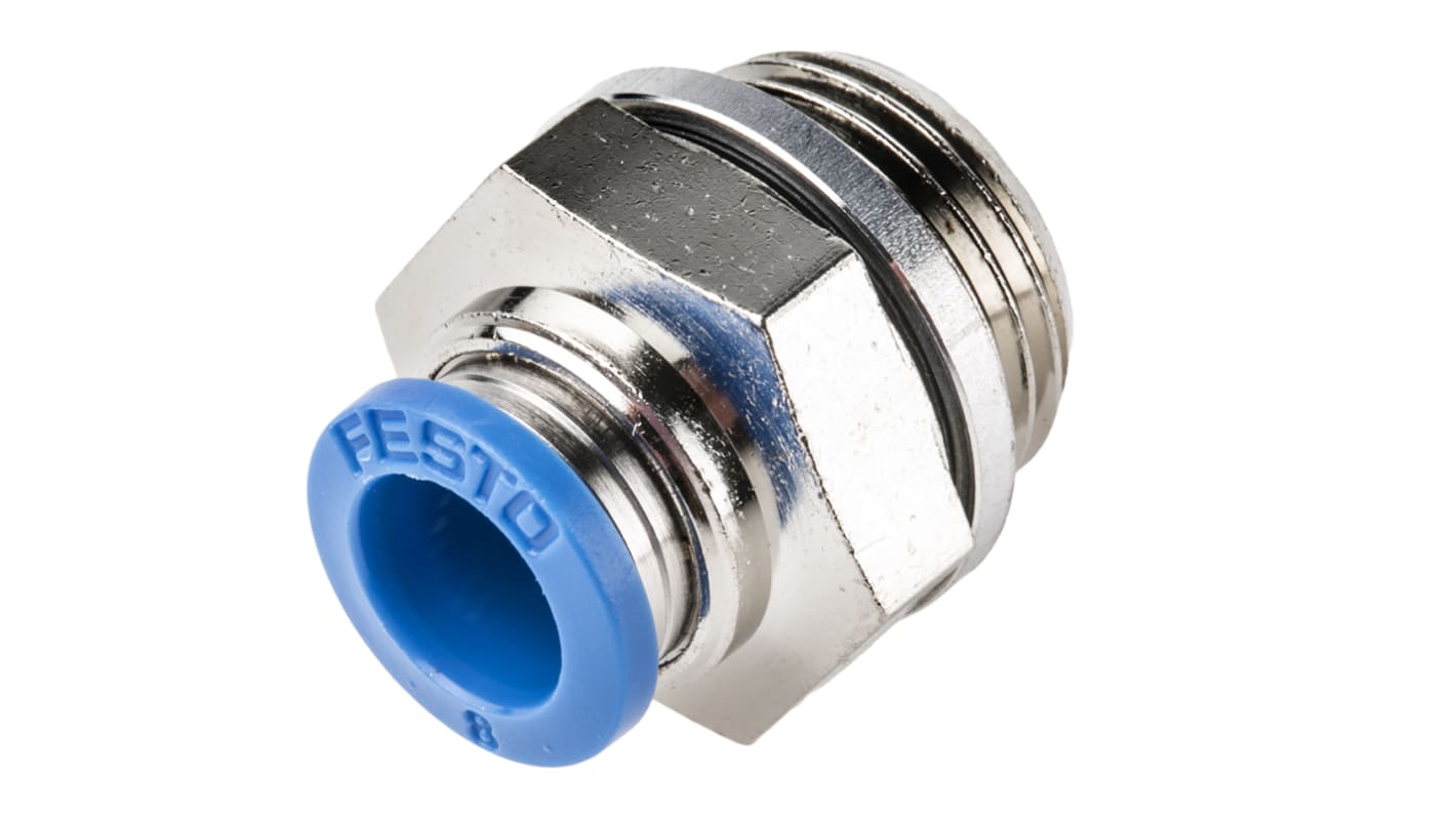 Adaptateur droit fileté Festo QS vers Enfichable, 8 mm G 3/8 Mâle