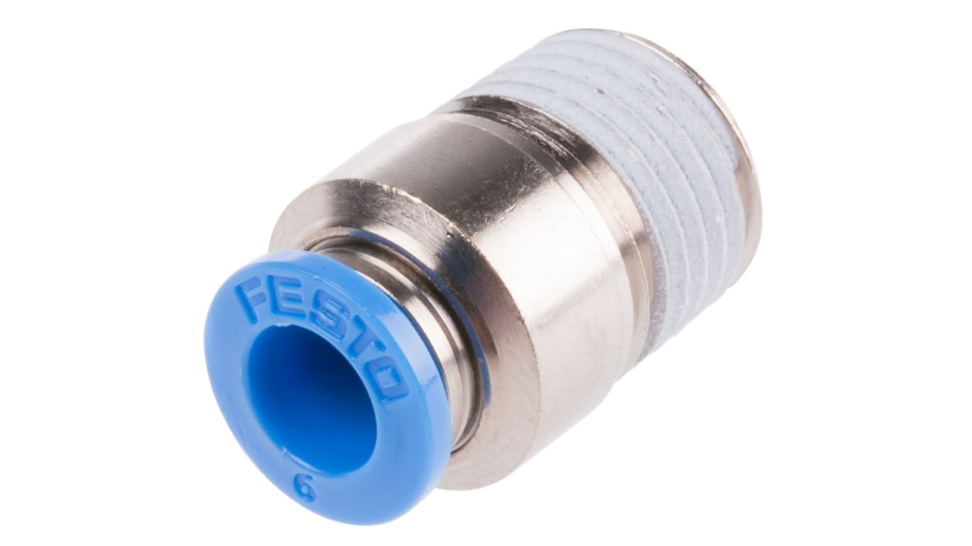 Festo QS Series Straight Threaded Adaptor, R 1/4 Male to Push In 6 mm, Threaded-to-Tube Connection Style, 153014