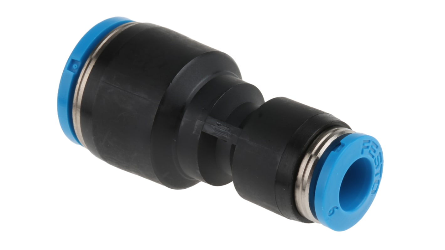 Festo QS 130607 10-mm-Steckanschluss x 6-mm-Steckanschluss Reduziernippel, Rohr-zu-Rohr, PBT, 14 bar